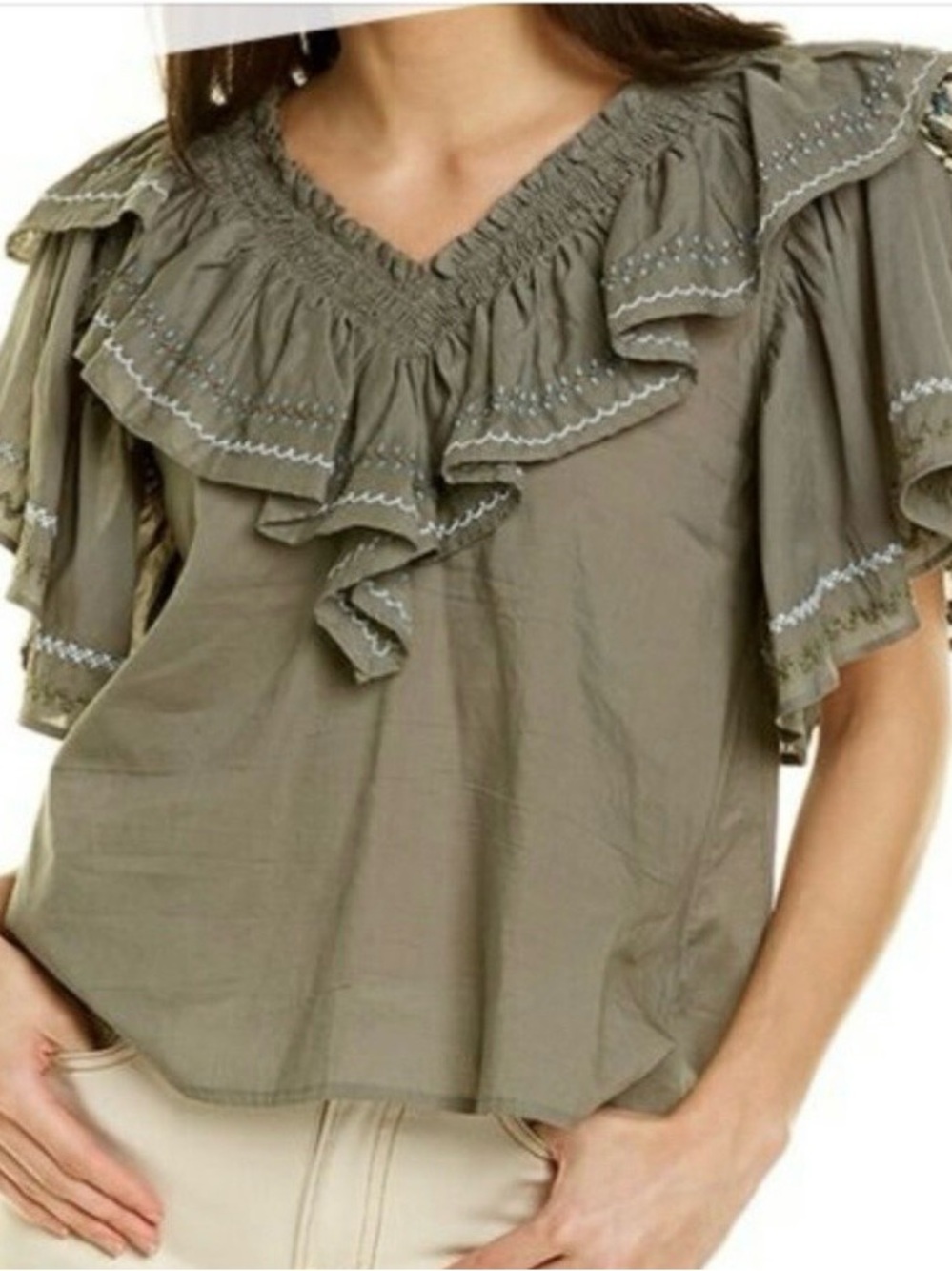 Something Navy Ruffle on-off Shoulder Top
